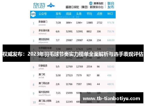 权威发布：2023年羽毛球节奏实力榜单全面解析与选手表现评估